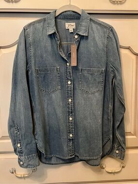 J. Crew Denim Button-Up Shirt - Medium Blue